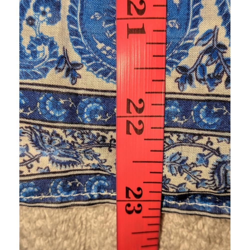 J. Crew Blue White‎ Floral Paisley Cap Sleeve Button Up Shirt Top Size L NWT $90 - Picture 7 of 12